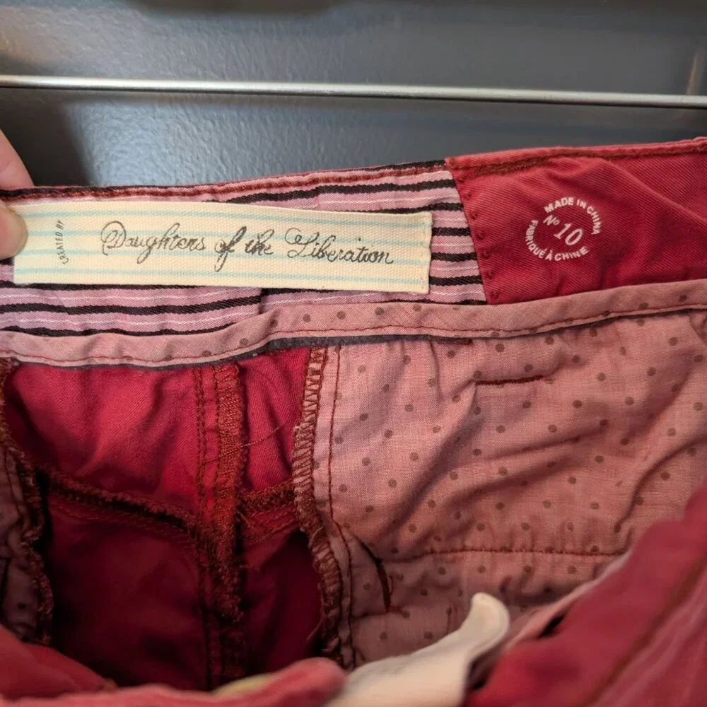 Daughters‎ Of The Liberation Red Cotton-Blend Straight-Leg Pants Size 10